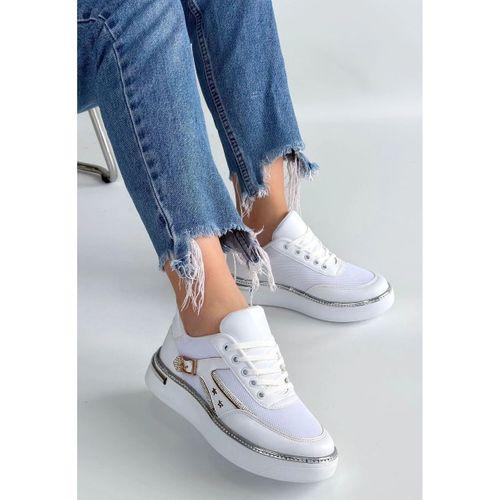 Junda Beyaz Cilt Bağcıklı Spor Ayakkabı