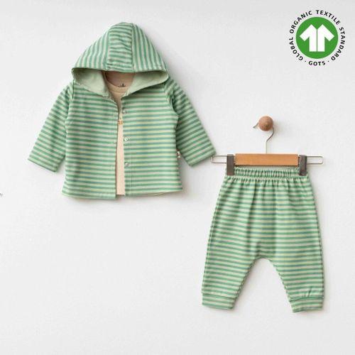 Eslenza Baby Organik 3'lü Çizgi Takım 0046 Yeşil
