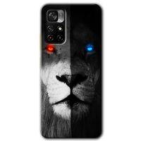 Potkal Hediye Fabrikası Xiaomi Redmi Note 11T Kılıf HD Desen Baskılı Arka Kapak - Fire and Ice Lion
