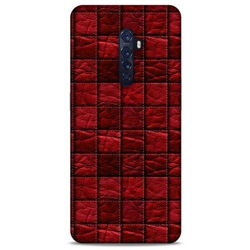 Oppo Reno 2 Kılıf Patchwork (12) Koruyucu Silikon Kırmızı Bordo