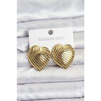 316L Çelik Gold Renk Kalp Model Kadın Küpe