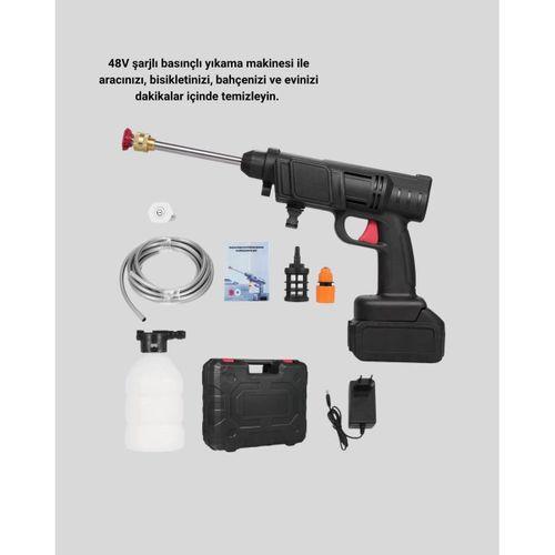 Taşınabilir Basınçlı Yıkama Makinesi – 5m Hortumlu, Köpük Şişeli, 48v Güçlü