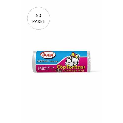 Küçük Boy Çöp Torbası 40 x 50 cm 40 Lı Rulo x 50 Paket = 2.000 Adet (Şeffaf)