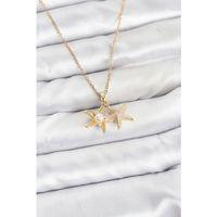 316L Çelik Zincir Gold Renk Deniz Yıldızı Model Zirkon Taşlı Kadın Kolye