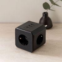 Termal akım korumalı 3'lü duvar prizi (3x USB) - Siyah