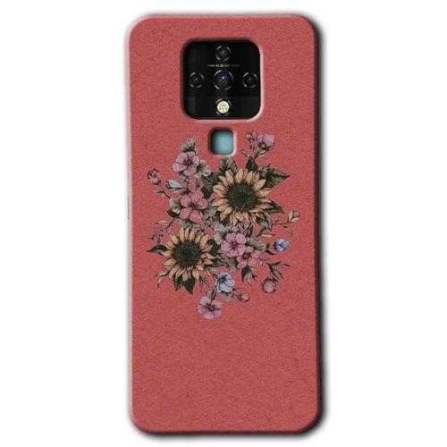 MRCİLETİSİM Tecno Camon 16 Kılıf HD Desen Baskılı Arka Kapak+Temperli Cam - Retro Çiçek