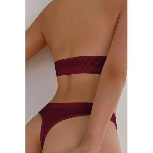 Kadın Bordo Seamless Tanga Sütyen Takım