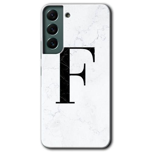 Potkal Hediye Fabrikası Samsung Galaxy S22 Plus Kılıf HD Desen Baskılı Arka Kapak - Beyaz Mermer Desenli F Harfi