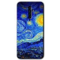 Oppo Reno 2z Kılıf Baskılı Kapak - Starry Night + 5D Tam Kaplayan Cam