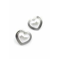 İnci Kalp Küpe - Gümüş