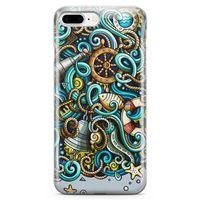 Apple iPhone 8 Plus Kılıf Deniz Malzemeleri Doodle Arka Kapak Koruma Desenli Full Koruyucu