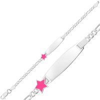 Kişiye Özel Pembe Yıldız Figürlü Gümüş Çocuk Künyesi