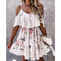 Kadın Gül Desenli Mikro Kumaş Mini Elbise