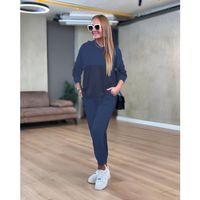 Kadın Uzun Kollu Kapşonlu Viskon Iki Iplik Bluz Ve Pantolon Ikili Takım