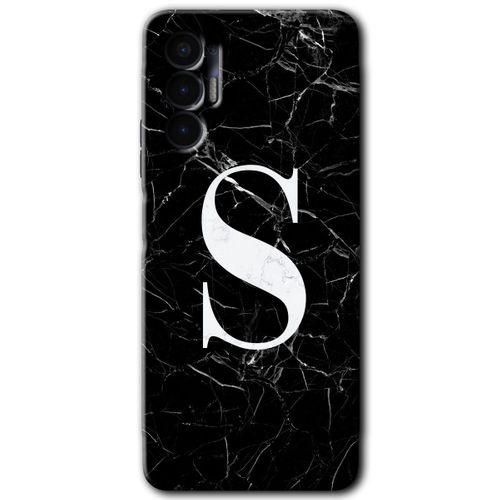 Tecno Pova 3 Kılıf HD Desen Baskılı Arka Kapak - Siyah Mermer Desenli S Harfi