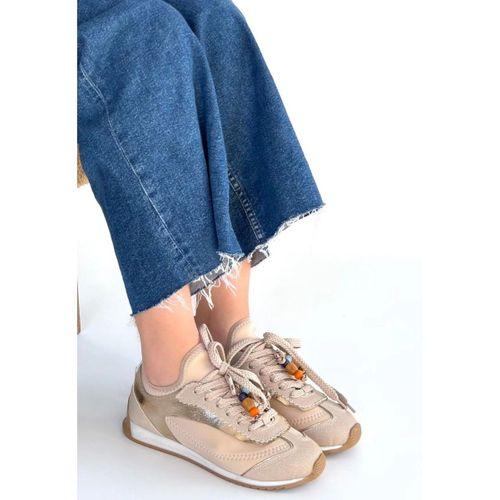Riaf Bej Cilt Bağcıklı Spor Ayakkabı
