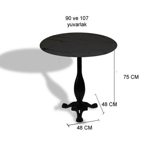 Dockers Çipa 2015 Döküm Ayak Yuvarlak Masa Çap 107cm - (Werzalit, Wermodin ve Allzalit Tabla) - Rustic Dark