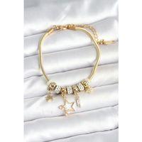 Pirinç Gold Renk Yıldız Charmlı Kadın Bileklik