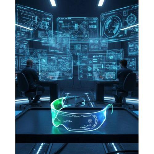 Led Işıklı Rave Gözlüğü 7 Renk 5 Işık Modu Futuristik Tasarım