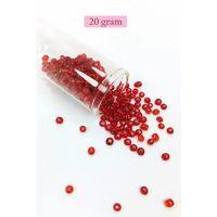 Dökme Cam Kum Boncuk Büyük Boy (6/0) 4 mm - 20 Gram - Şeffaf Kırmızı - BNC079