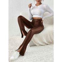 Kadın Yüksek Bel önden Yırtmaçlı Deri Tayt