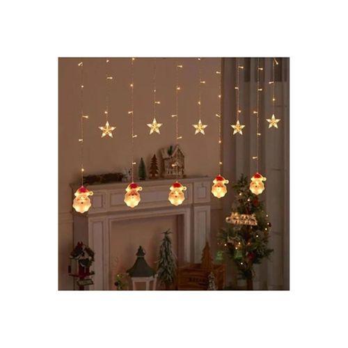 5 Yıldız 5 Noel Baba Figürlü Sarkıt Led Işık 3 Metre Sarkıt Led Işık