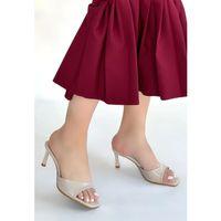 Ribay Bej Rugan Topuklu Terlik