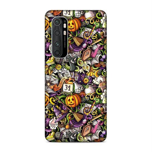 Xiaomi Mi Note 10 Lite Kılıf Halloween Doodle Arka Kapak Silikon Koruma Full Koruyucu