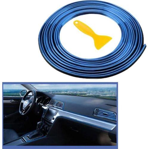Zhltools Mavi Araba Oto Trim Dekorasyon Şeridi Kauçuk Elastik Kolay Kurulum 5 metre Şerit Bant