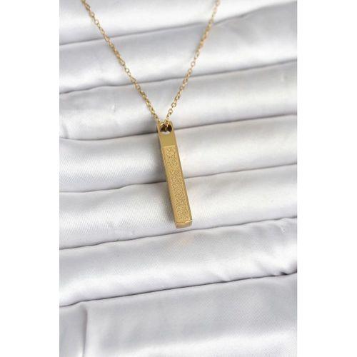 316L Çelik Gold Renk Ayetel Kürsi Yazılı Bar Çubuk Kolye
