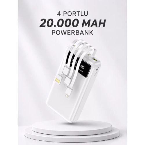 Powerbank Şarj Cihazı 4 Çıkışlı 20.000 Mah Powerbank Kompakt Yüksek Kapasiteli Hızlı Şarj