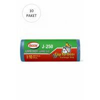J-250 Jumbo Boy Çöp Torbası 80 x 110 cm 10 Lu Rulo x 10 Paket = 100 Adet (Mavi)
