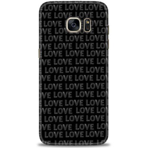 Samsung Galaxy S7 Edge Kılıf HD Baskılı Kılıf - Black Love + Tam Ekran Koruyucu