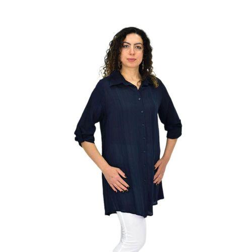 Kadın Lacivert Uzun Kol Gömlek BGL-ST04661
