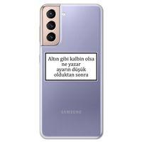 Galaxy S21 Kılıf HD Yazı Baskılı Silikon Arka Kapak - Yazı 3