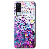 Vivo Y51 Kılıf HD Desen Baskılı Arka Kapak + Temperli Cam - Mosaic Fragments Colorfull