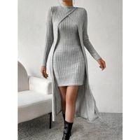 Pilelistore Kadın Askılı Yuvarlak Yakalı Elbise Ve Yarı Balıkçı Yakalı Kombinasyonu şardonlu Kaşkorse Ikili Takım