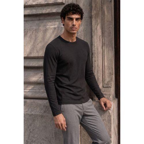 Ribera Regular Fit Pamuklu Likralı Fitilli Erkek Sweatshirt - Siyah