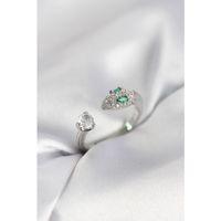 Yılan Model Zirkon Taşlı Gümüş Renk Kadın Yüzük