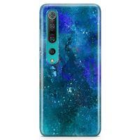 Xiaomi Mi 10 Kılıf Mavi Mermer Arka Kapak Koruma Desenli Full Koruyucu