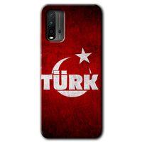 Xiaomi Redmi 9T Kılıf HD Desen Baskılı Arka Kapak + Temperli Cam - Ayyıldız Türk