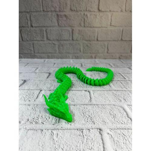 Yeşil Hareketli Ejderha Figürü Esnek Gövdeli Fantastik Dekor 60 Cm