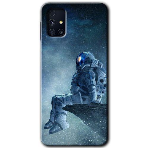 MRCİLETİSİM  Samsung Galaxy M31s Kılıf Kapak - Astronot Yalnızlığı +Hayalet Ekran Yandan Gözükmez