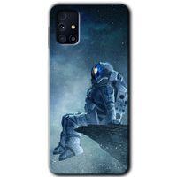MRCİLETİSİM  Samsung Galaxy M31s Kılıf Kapak - Astronot Yalnızlığı +Hayalet Ekran Yandan Gözükmez