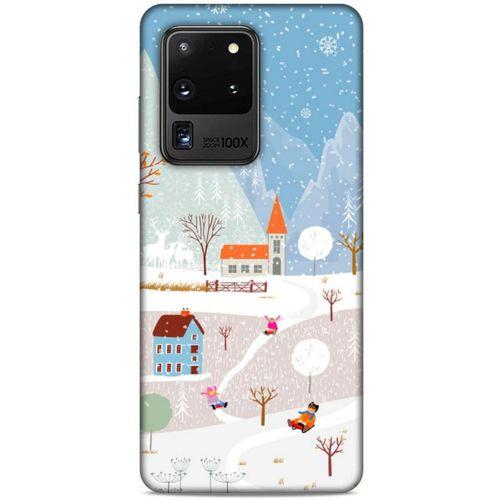 Samsung Galaxy S20 Ultra Kılıf Snowix (40) Fit Silikon Kılıf Beyaz Mavi