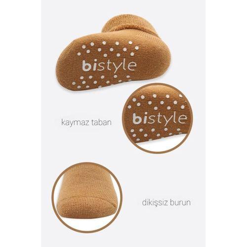 Bistyle Çemberli Kaymaz Havlu Soket Çorap 2'Li BS10503 Bej-Hardal