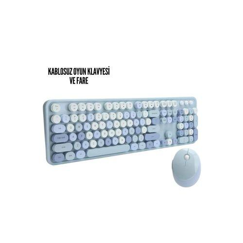 Kablosuz Klavye Mouse Seti Mavi