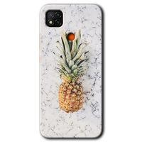 BeRa Aksesuar Xiaomi Redmi 9c Kılıf Baskılı Kapak - Ananas +Tam Kaplayan Mat Seramik