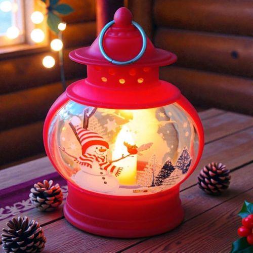 VIP OVAL KIRMIZI KARDAN ADAM YILBAŞI FENERİ GÜN IŞIĞI LED IŞIKLI FENER YILBAŞI HEDİYELERİ 14X8X4 CM