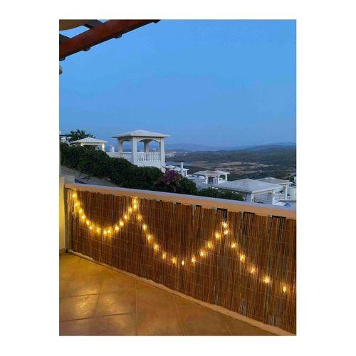 HasırKamış 1m X 5m Hasır Kamış Çit Bambu Gölgelik Bahçe Dekor Misina Örgü Kamış Hasır Doğal